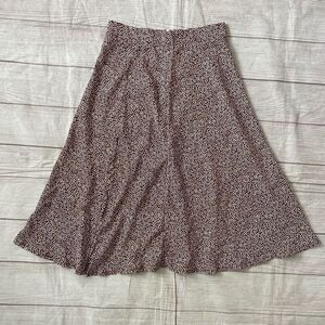 SHEIN women XS/2 flare skirt w/leaf print brown & white